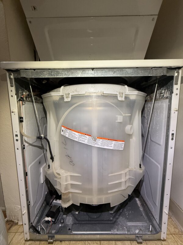 Exposed Washer Interior – View of the machine with the front panel removed